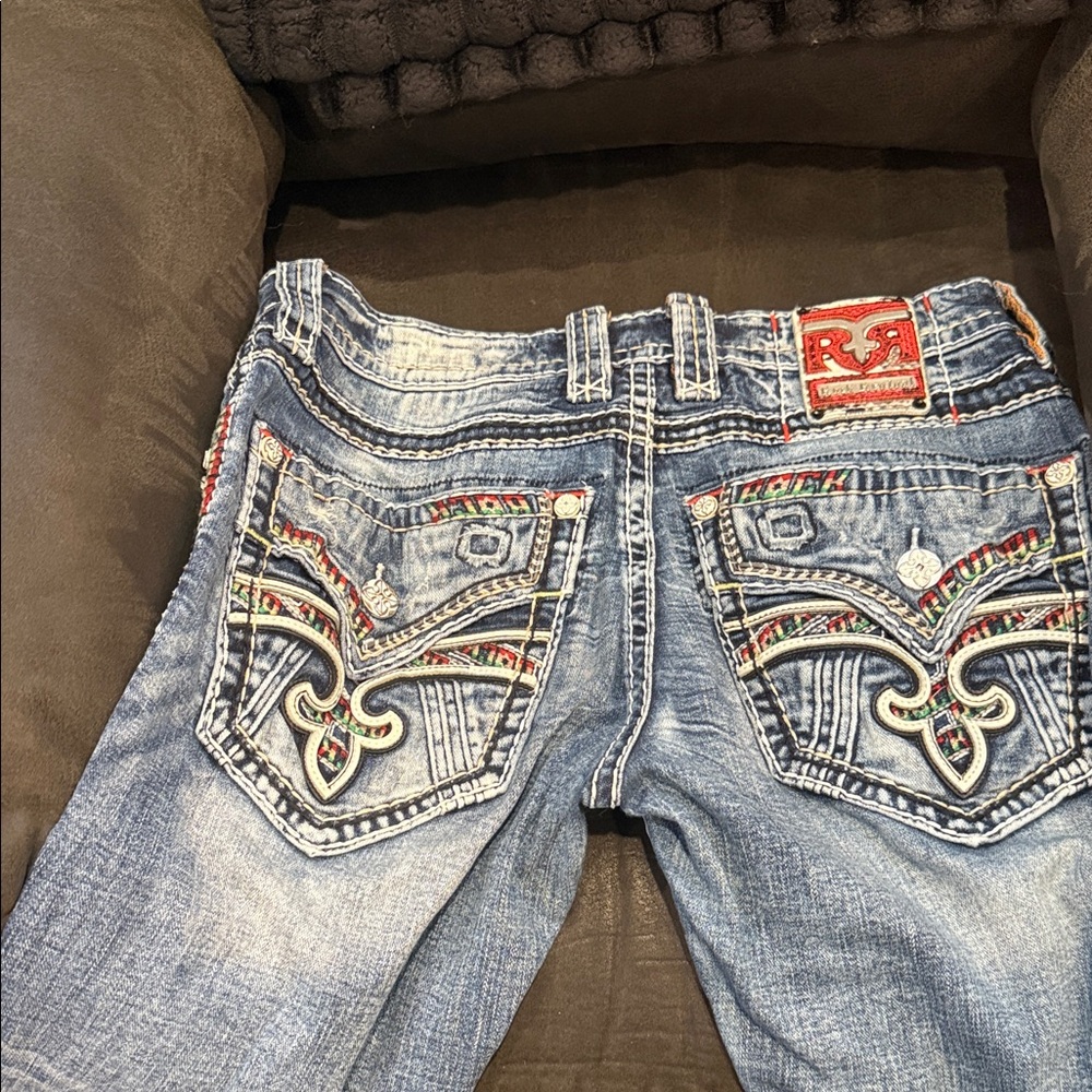 Rock Revival Blue Embroidered Boot Cut Jeans